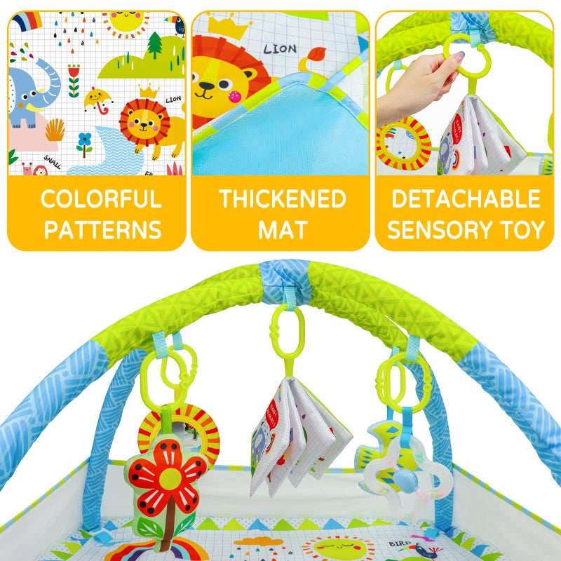 Dr.Rapeti Baby Play Gym Mat with Ball Pit Activity Gym Center Tummy Time Mat Thickened Mat Sensory Exploration Motor Skill Development for Newborn Infant Baby Toddlers - Image 5